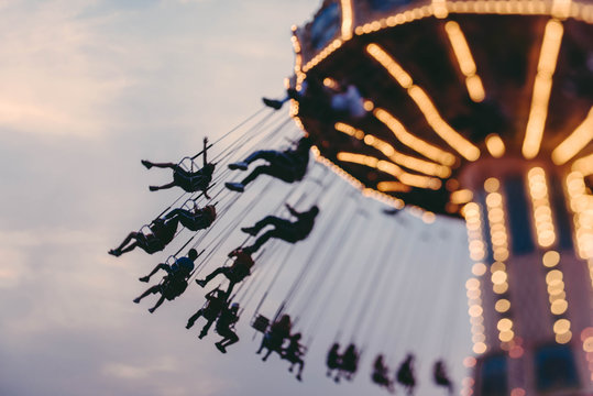 Rides at an amusement park