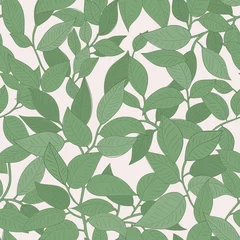Photo sur Plexiglas Vert motif floral transparent vert avec feuillage dessiné à la main