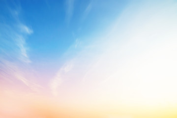 Blue sky clouds blurred during morning open view out windows beautiful summer spring and peaceful nature background.