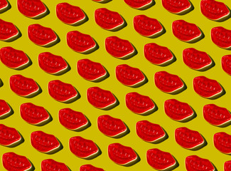 Gummy Laughing Mouth Pattern on Yellow