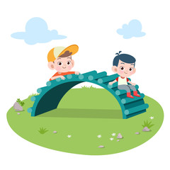 kids children playing playground vector illustration