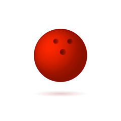 Vector Red Bowling Ball, Isolated on White Background Object with Shadow.