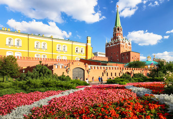Kremlin in Moscow with flowers park, Russia