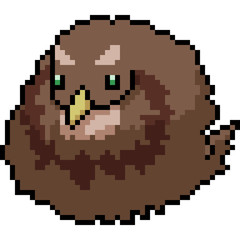 vector pixel art sparrow fat
