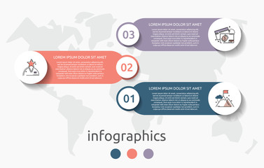 Vector infographic flat template circles for three label, diagram, graph, presentation. Business concept with 3 options. For content, flowchart, steps, timeline, workflow, marketing. EPS10