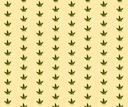 Cannabis Leaf Pattern on Yellow