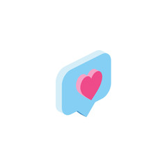 Love dialogue Isometric 3D icon. Creative illustration idea.
