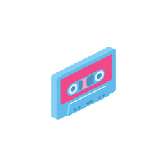Musical Retro vintage audio cassette. Isometric 3d Icon. Creative illustration idea.