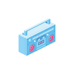 Obraz premium Vintage retro cassette tape player. Isometric 3d Icon. Creative illustration idea.