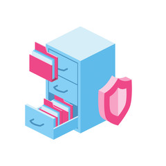 Security Information access to the directory with secret information. Computer data protection. Creative idea illustration. Vector isometric 3d icon