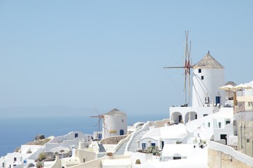 Santorini, white Oia amazing village landscape 