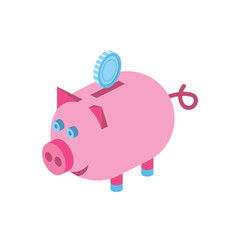 Pig 3D Vector Isometric icon