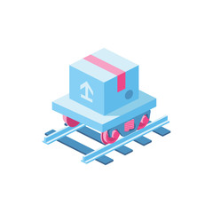 Parcel Rails 3d isometric illustrate icon design