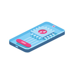 Fototapeta premium Processor in smartphone isometric icon 3d illustration