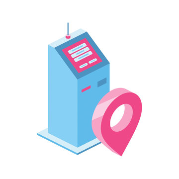 Payment terminal on map isometric illustrate icon vector design