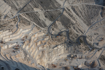 Aerial view of Carrara Marble quarries Italy