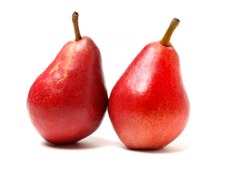 Red pear isolated on white background