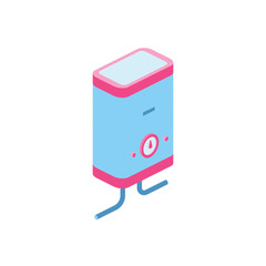 Boiler 3d vector icon isometric pink and blue color minimalism illustrate