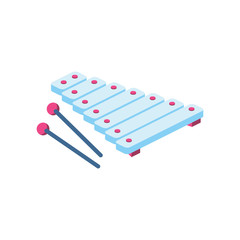 Xylophone 3d vector icon isometric pink and blue color minimalism illustrate