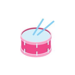 Drum 3d vector icon isometric pink and blue color minimalism illustrate