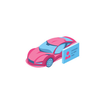 Driver's licens 3d vector icon isometric pink and blue color minimalism illustrate