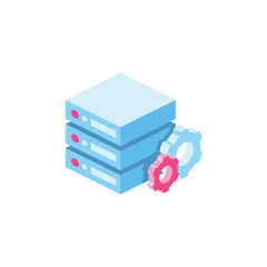 Server settings 3d vector icon isometric pink and blue color minimalism illustrate