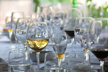 wine glasses after a long lunch Bocca di Magra Italy