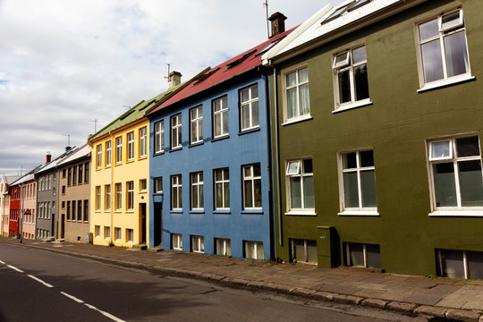 Colorful row houses in Reykjavik, Iceland