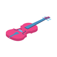 Violin 3d vector icon isometric pink and blue color minimalism illustrate