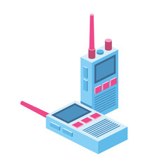 Walkie talkie 3d vector icon isometric pink and blue color minimalism illustrate © dabflyer