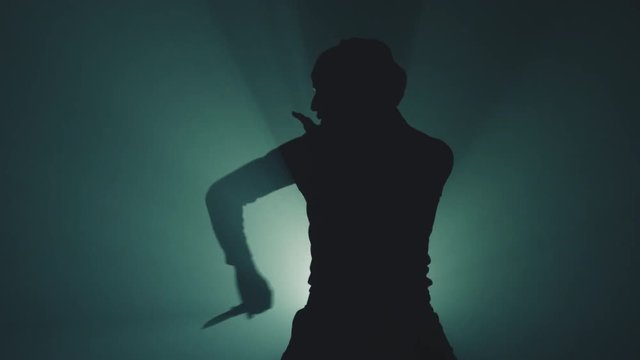 Men with Knife Fight Training | Dark, Silhouette