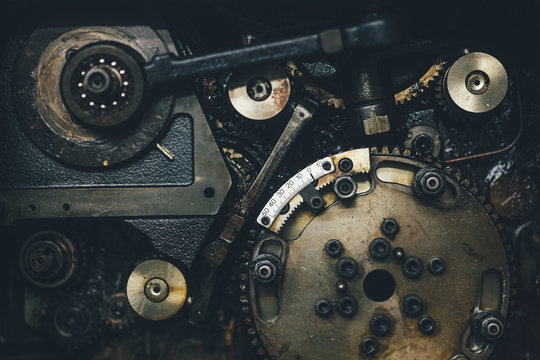 Gears On Old Printing Machine