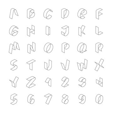 Vector 3d line Isometric fonts alphabet, letter Design abc typography set, sign, typographic, geometric, logos