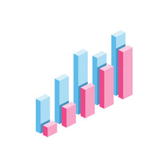 Сhart Rating 3d vector icon isometric pink and blue color minimalism illustrate