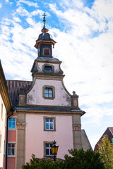 Fototapeta na wymiar pink church in Bad Mergentheim, Germany