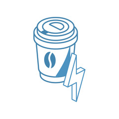 Coffee line 3d vector icon isometric pink and blue color minimalism illustrate