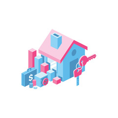 3d vector icon isometric pink and blue color minimalism illustrate