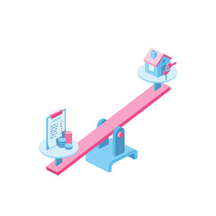 Libra, Rental price, real estate 3d vector icon isometric pink and blue color minimalism illustrate