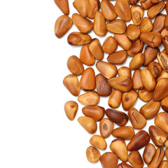 Pine nuts on white background