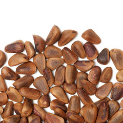 Pine nuts on white background