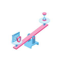 Libra development and time 3d vector icon isometric pink and blue color minimalism illustrate