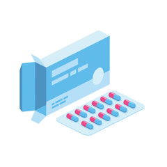 Pills Capsule Medicine 3d vector icon isometric pink and blue color minimalism illustrate