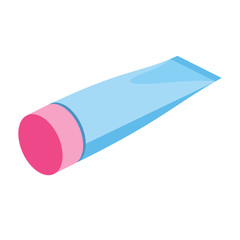 Cream Tube 3d vector icon isometric pink and blue color minimalism illustrate