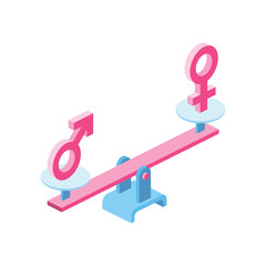 Libra man and woman 3d vector icon isometric pink and blue color minimalism illustrate
