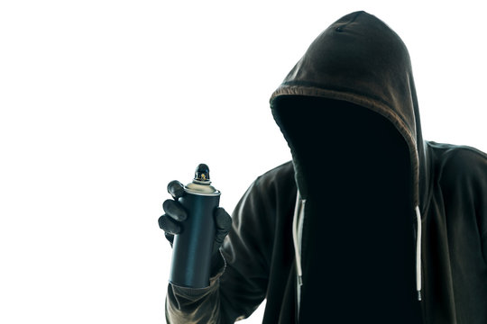 Hooded Graffiti Artist With Spray Paint Can