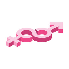 Male and Female 3d vector icon isometric pink and blue color minimalism illustrate