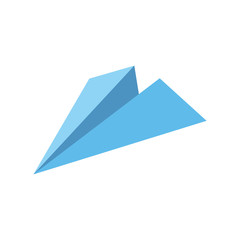 Paper plane vector icon isometric pink and blue color minimalism illustrate