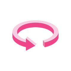 Circle arrow 3d vector icon isometric pink and blue colors minimalism illustrate