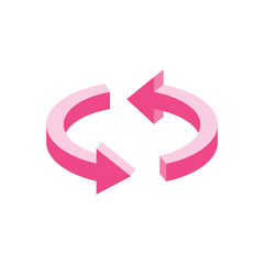 Arrows update 3d vector icon isometric pink and blue colors minimalism illustrate