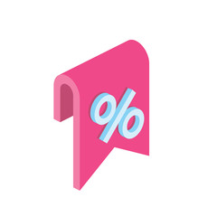 Bookmark sale 3d vector icon isometric pink and blue colors minimalism illustrate